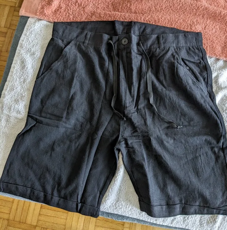 Summer Fashion Mens Linen Shorts Men Cotton Beach Short New Wild Leisure Loose Solid Cargo Shorts for Men Sweatshorts photo review