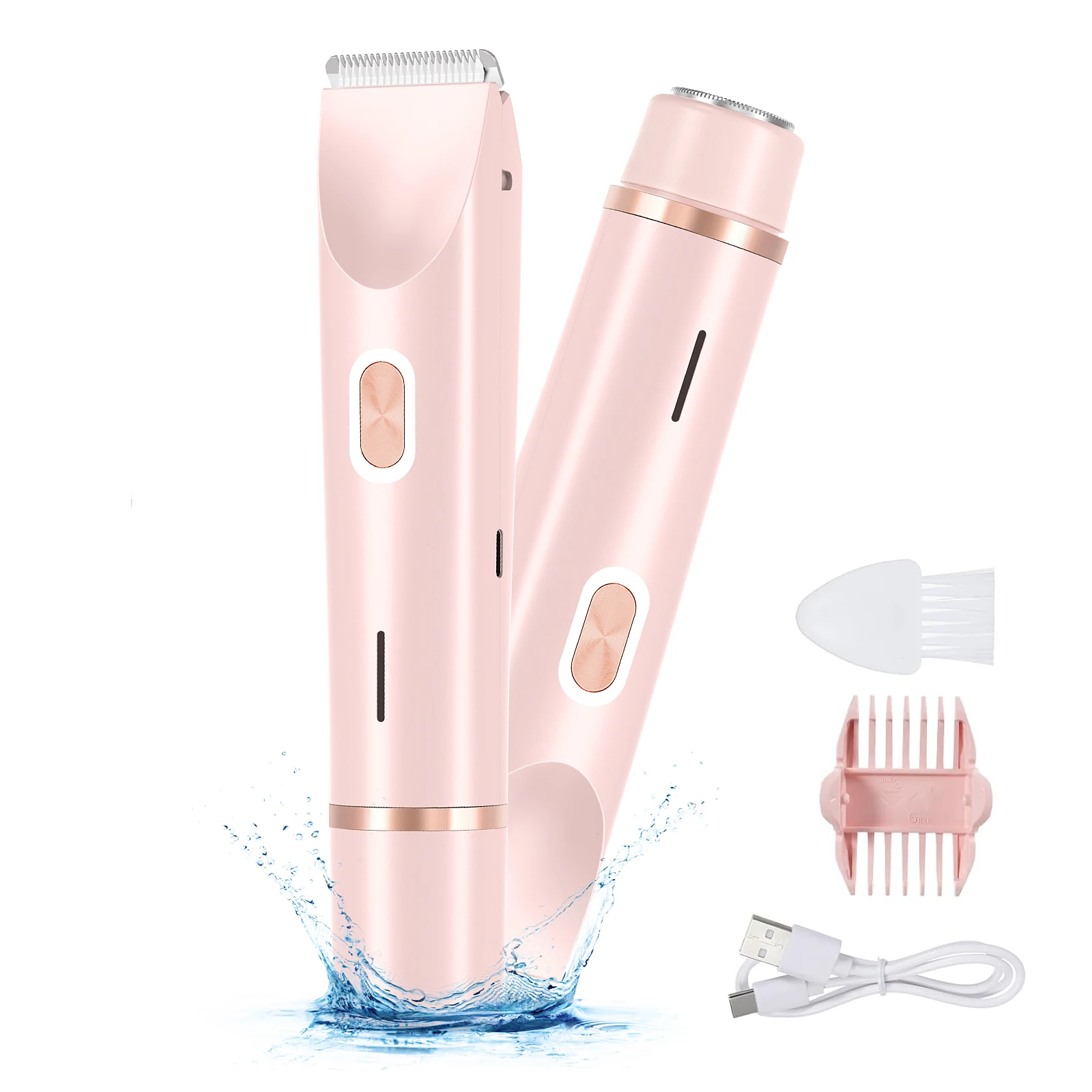 Rechargeable dual-head shaver, 2-in-1 multi-function hair remover, 500 mAh battery for underarms, legs, bikini