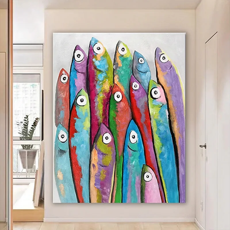 

Abstract Colorful Fish Animals Contemporary Modern Rolled Canvas Paintings And Prints Wall Art HD Pictures For Living Room Home