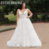 EVON BRIDAL Plus Size Cap Sleeves Wedding Gowns Applique A-Line Backless Tulle Bridal Gowns Custom Made Vestidos De Novia 5