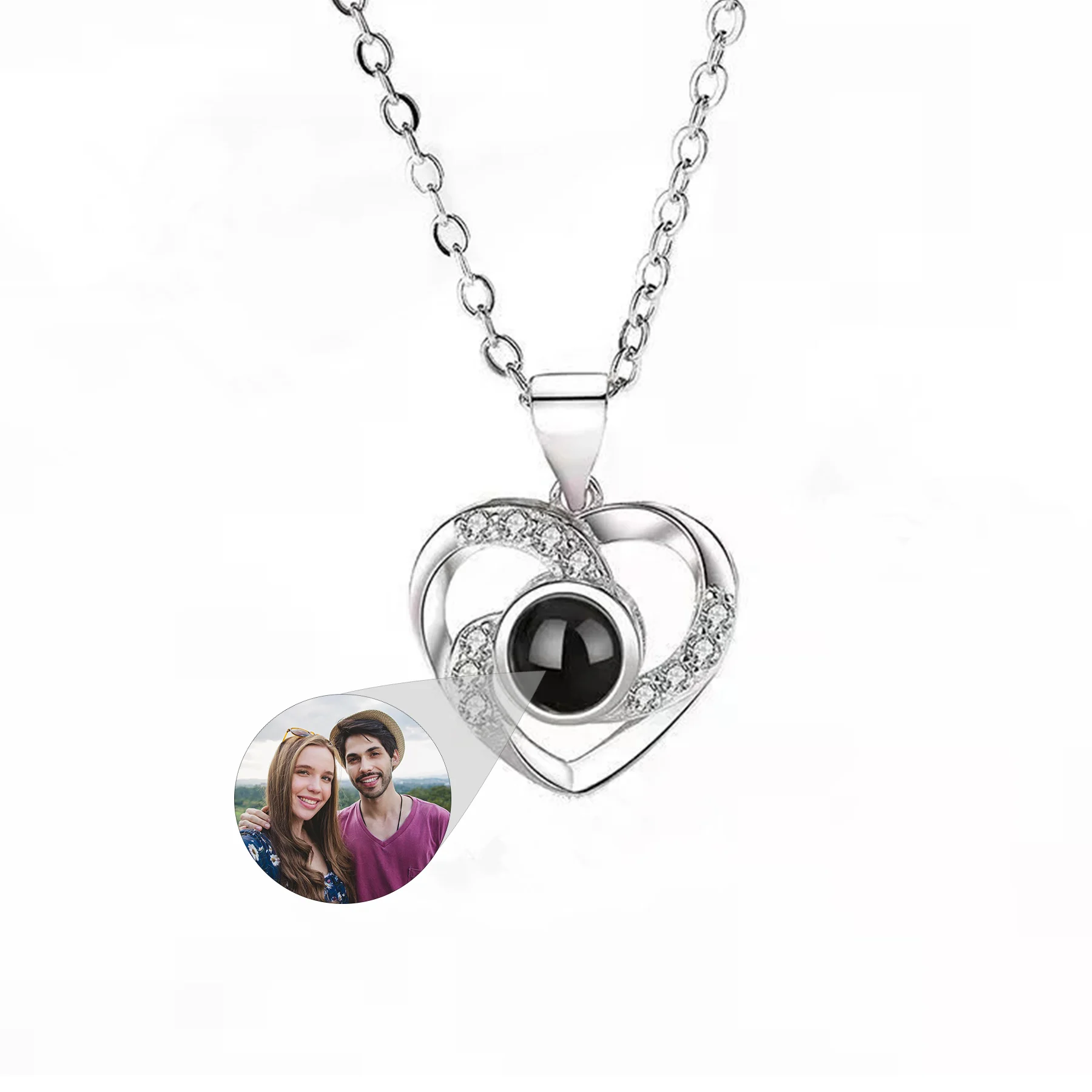 Heart Photo Necklace For Women Personalized Projection Photos Necklace