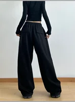 Women Oversize Gray Black Elastic Sports Trousers Lady Wide Leg Straight Leg Pants Female Harajuku High Waisted Baggy Sweatpants - Image 6