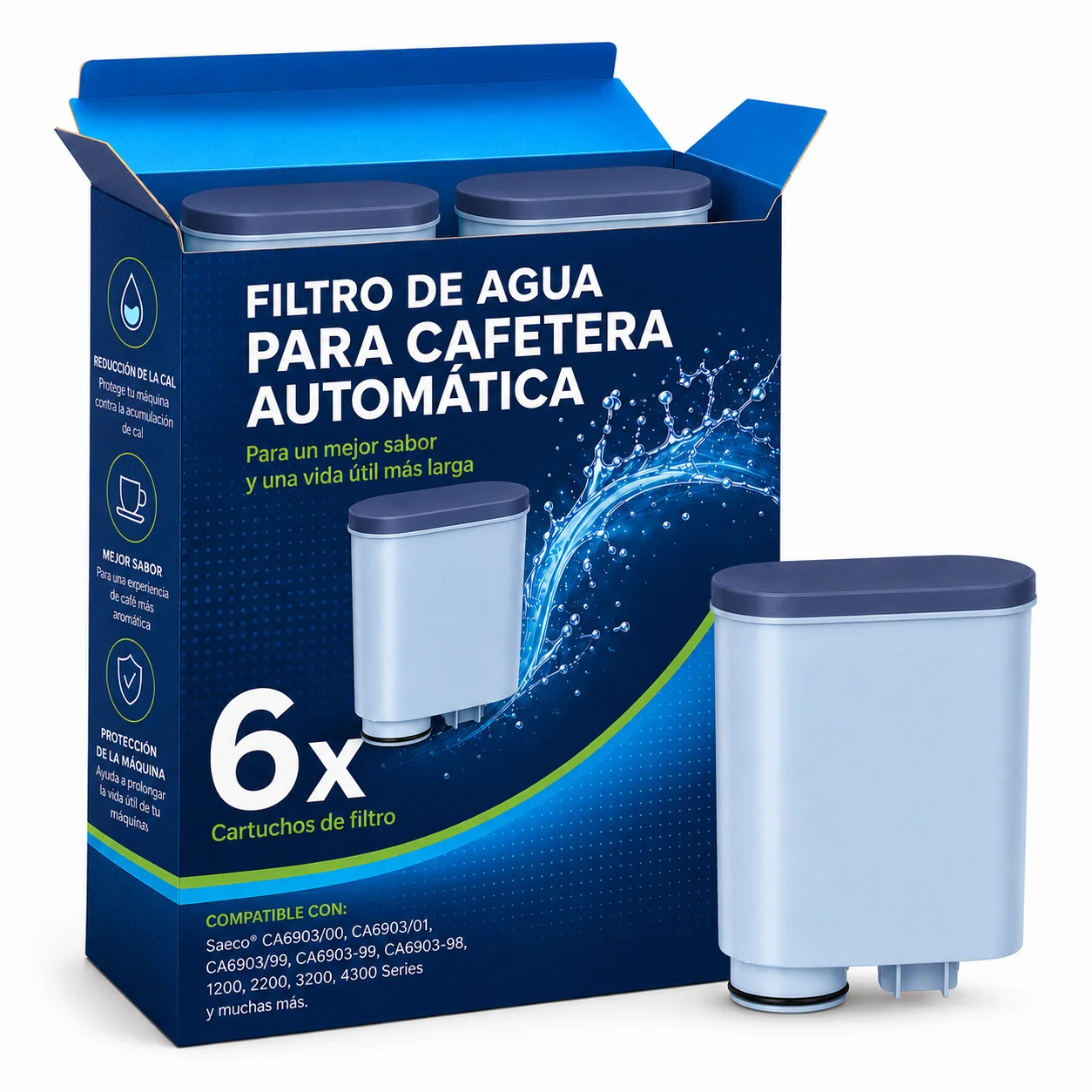 Reimol 6PCS Coffee Machine Water Filter, Replacement for Philips AquaClean CA6903/10 CA6903/22, Compatible Water Filter Cartridg