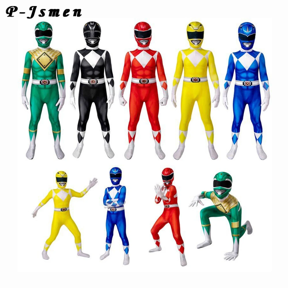 P-Jsmen Fantasia Power Samurai Rangers Costume Cosplay Adult Kids Morpher Mighty Morphin Superhero Mask Tuta Halloween