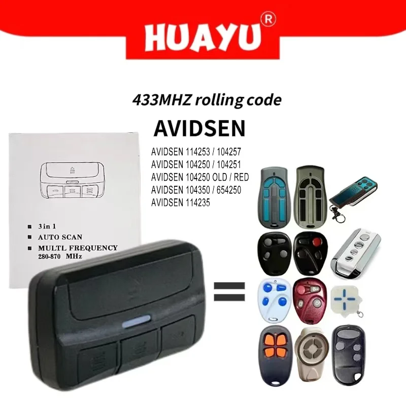 AVIDSEN 104251 104350 114235 104250 104257 104350 원격 제어 433mhz 롤링 코드 용 AVIDSEN 원격 제어
