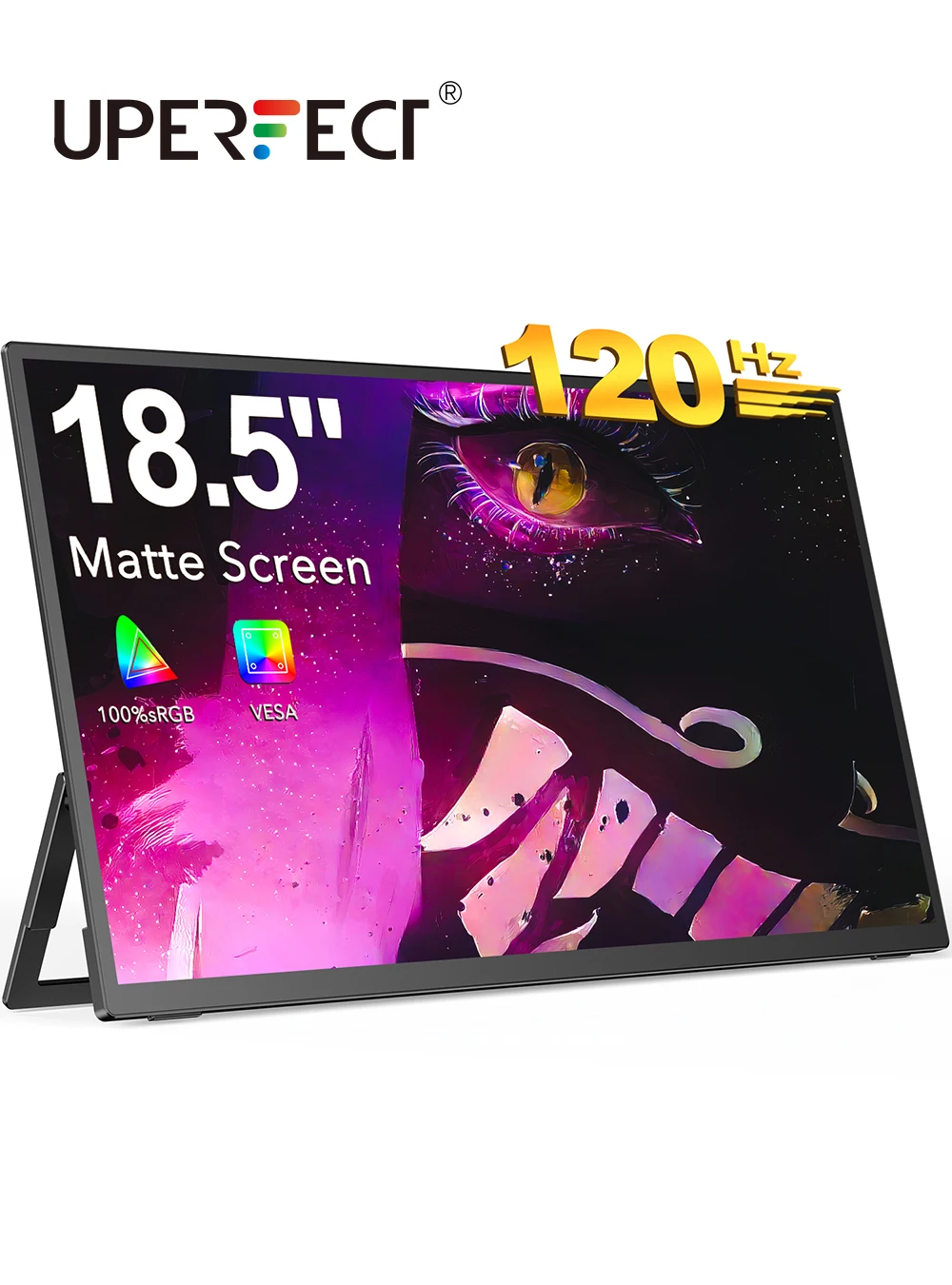 Uperfect 18 Umax 18.5 컴퓨터 모니터 휴대용 120Hz 디스플레이 디스플레이 USB 유형 C 미니 HDMI VESA 스위블 리프트 브래킷 용 랩톱 데스크탑 PC MAC 안드로이드 Windows
