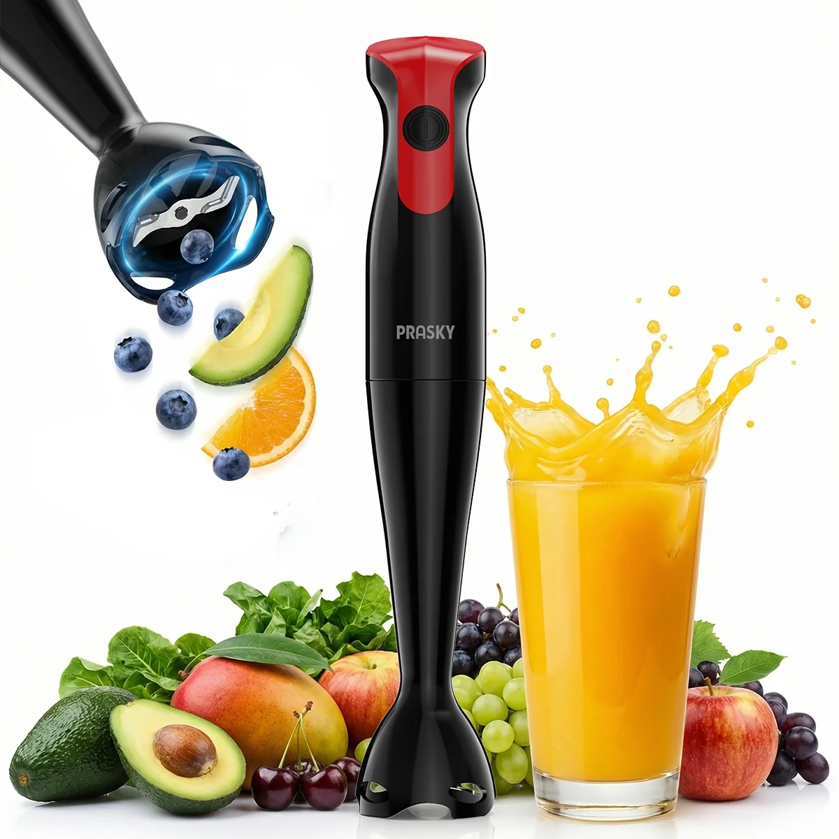 Immersion Hand Blender Electric Handheld Mixer Portable Stick Mixer Stainless Steel Blades for Smoothie Soup Puree Baby Food 1