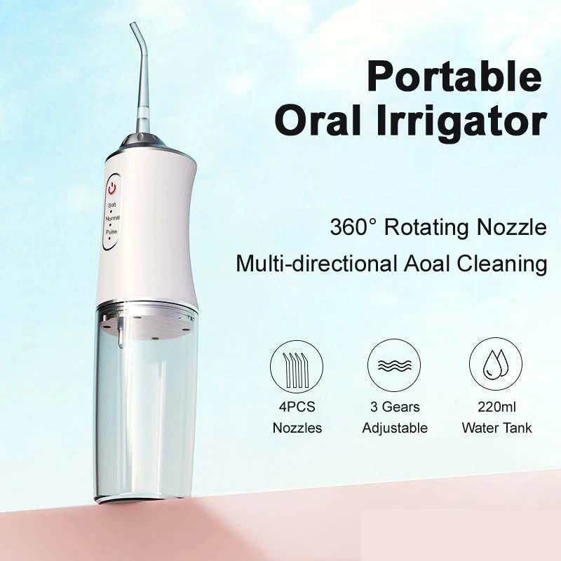 Oral Irrigator Rechargeable Portable Dental 3 Models 4 Jet Nozzles Water Teeth Pick Flosser Jet