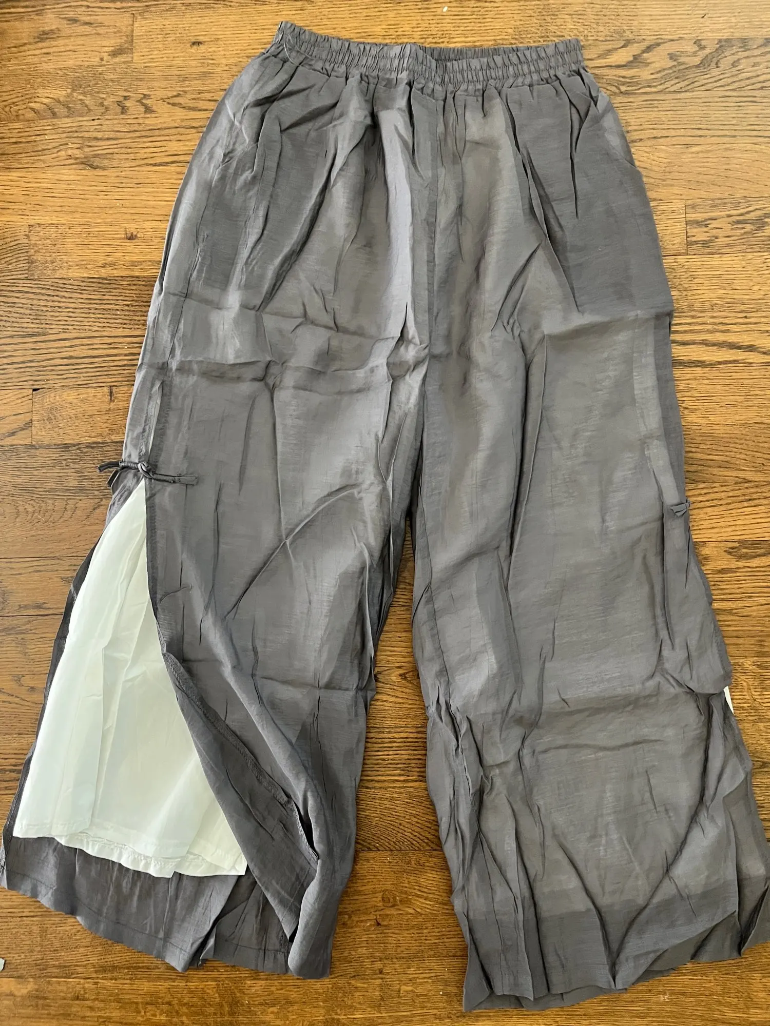 Women's Gray Cotton Linen Wide Leg Pants photo review