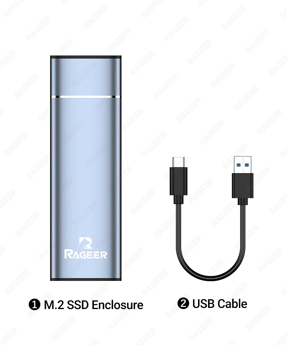 RAGEER Aluminium M.2 NVME SSD-Gehäuseadapter, USB 3.2 Gen 2 (10 Gbit/s) auf NVME M-Key/(B+M) Key SSD externes Gehäuse mit Verkleidung UASP – Detail 13