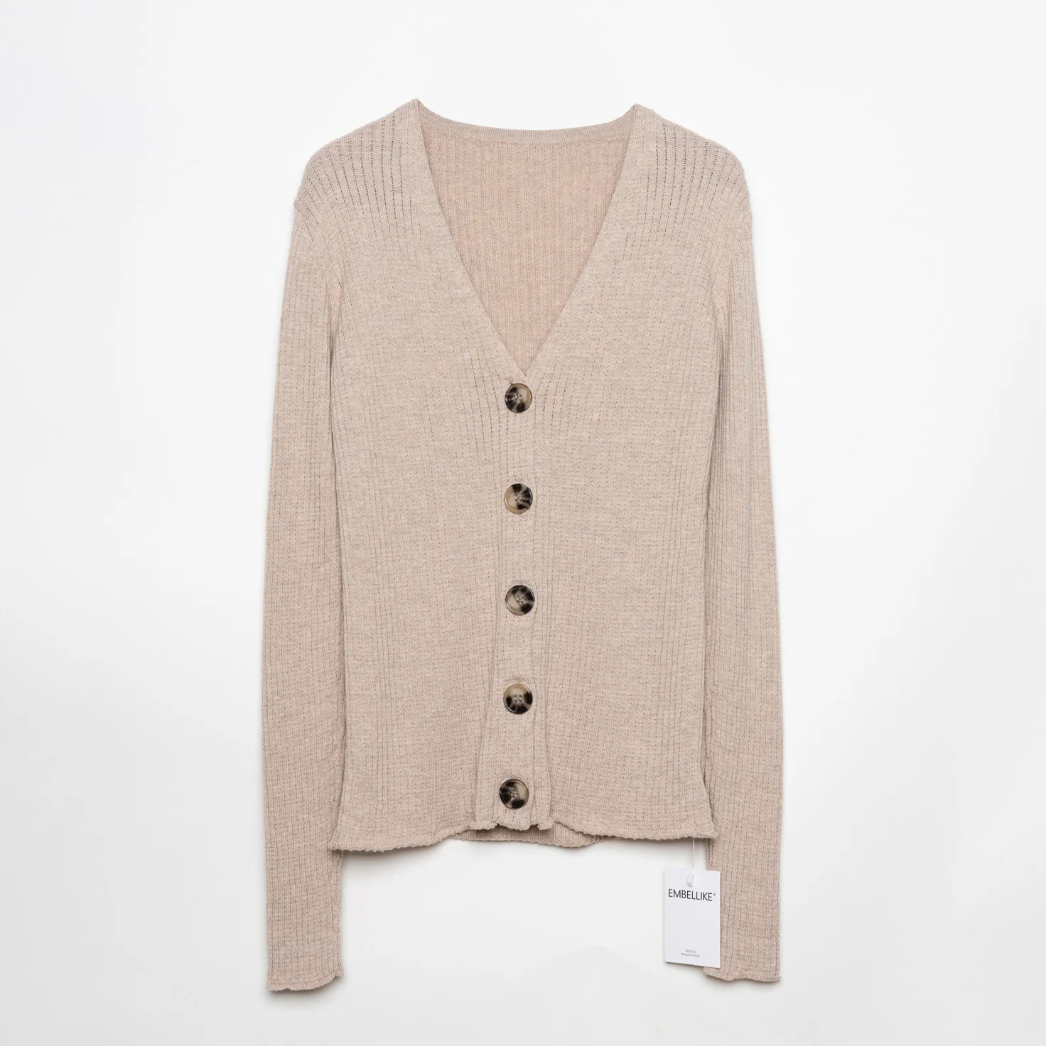 V Neck Cotton Cardigan Women Button Sweater Knitted AutumnCardigans