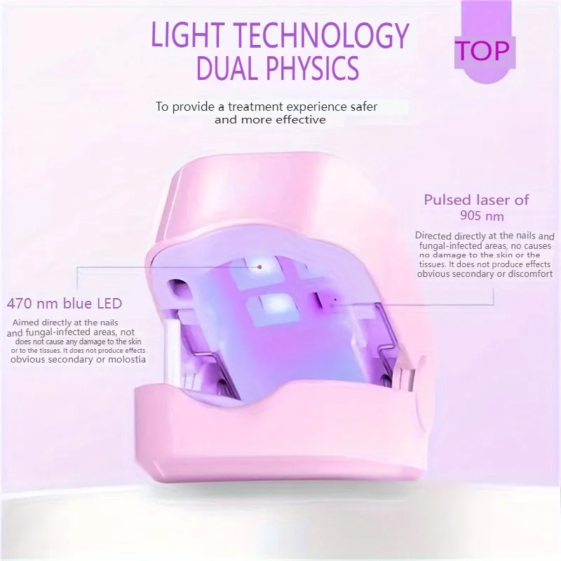 Pink Nail Fungus Treatment Device 905nmlnfrared light 470nm Blue light UsBcharge Nail Fungus Laser Foot Carerelaxation