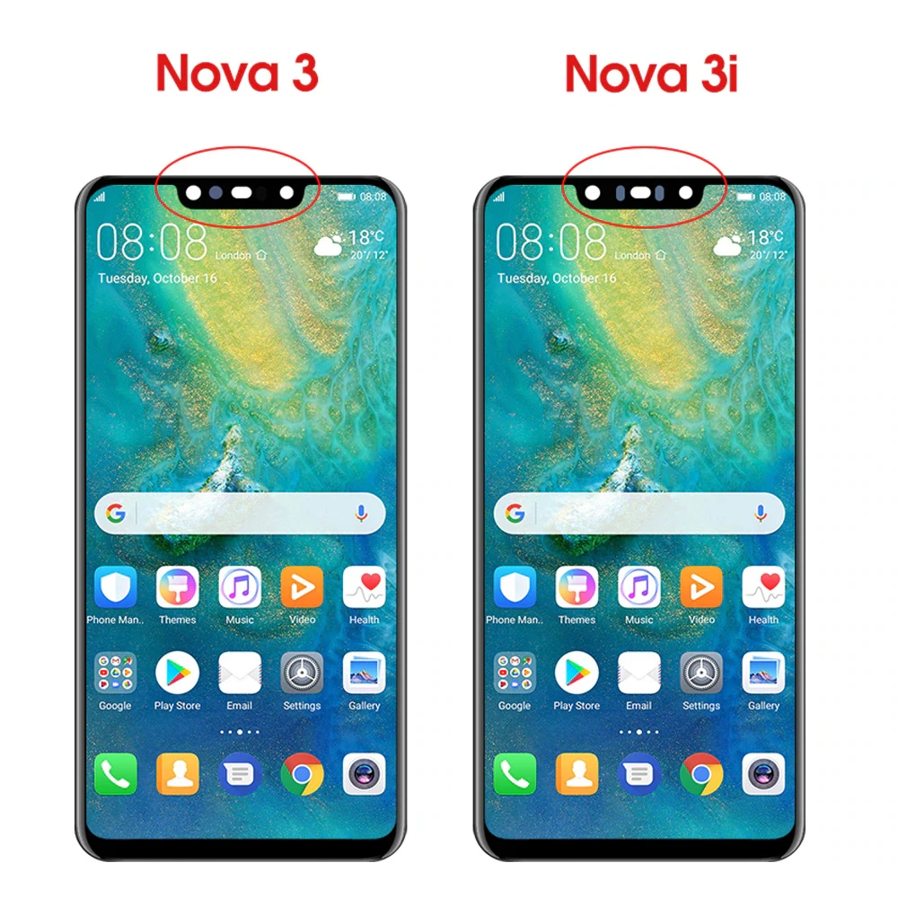 Nova 3 ディスプレイスクリーン フレーム付き、Huawei nova 3i