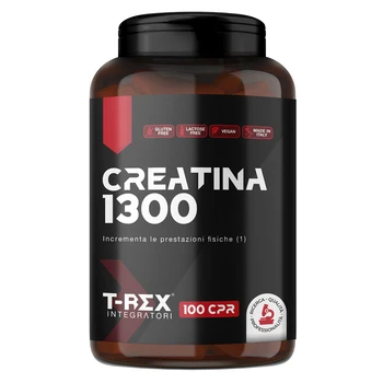 T-Rex Integratori Creatina Micronizzata Monoidrata 100 compresse da 1300mg - Integratore alimentare per massa muscolare e boost energetico pre workout