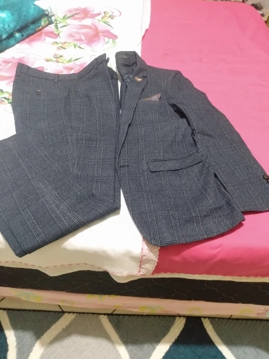 Suit Coat Vest Pants 3 Pcs Set / 2022 Men's Casual Boutique Business Retro British Style Plaid Blazers Jacket Trousers Waistcoat photo review