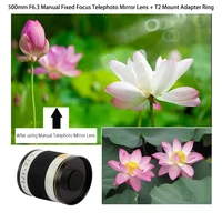 Lightdow Fixed Focus 500mm F6.3 Telephoto Manual Mirror Lens With T2 Mount Adapter Ring for Nikon Canon Pentax Sony DSLR Cameras 3