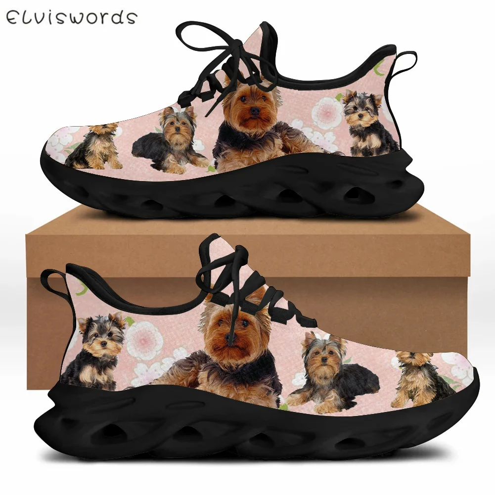 INSTANTARTS Yorkshire Terrier Print Casual Sneakers Women Shoes Dog Paw Brand Design Summer Spring Walking Foorwear Tennis Shoes