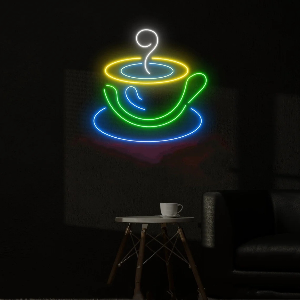 

Неоновая вывеска для кофе, кофейная чашка, светодиодная вывеска, Настенный декор для кофейни, неоновая вывеска, подарки для влюбленных кофе, Настенная вывеска для кофейни