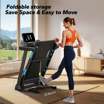 MERACH Foldable Treadmill T12 Incline Quiet Treadmills Double Deck Technology 4 Silicone Shock Cushion Heart Rate Monitoring 5