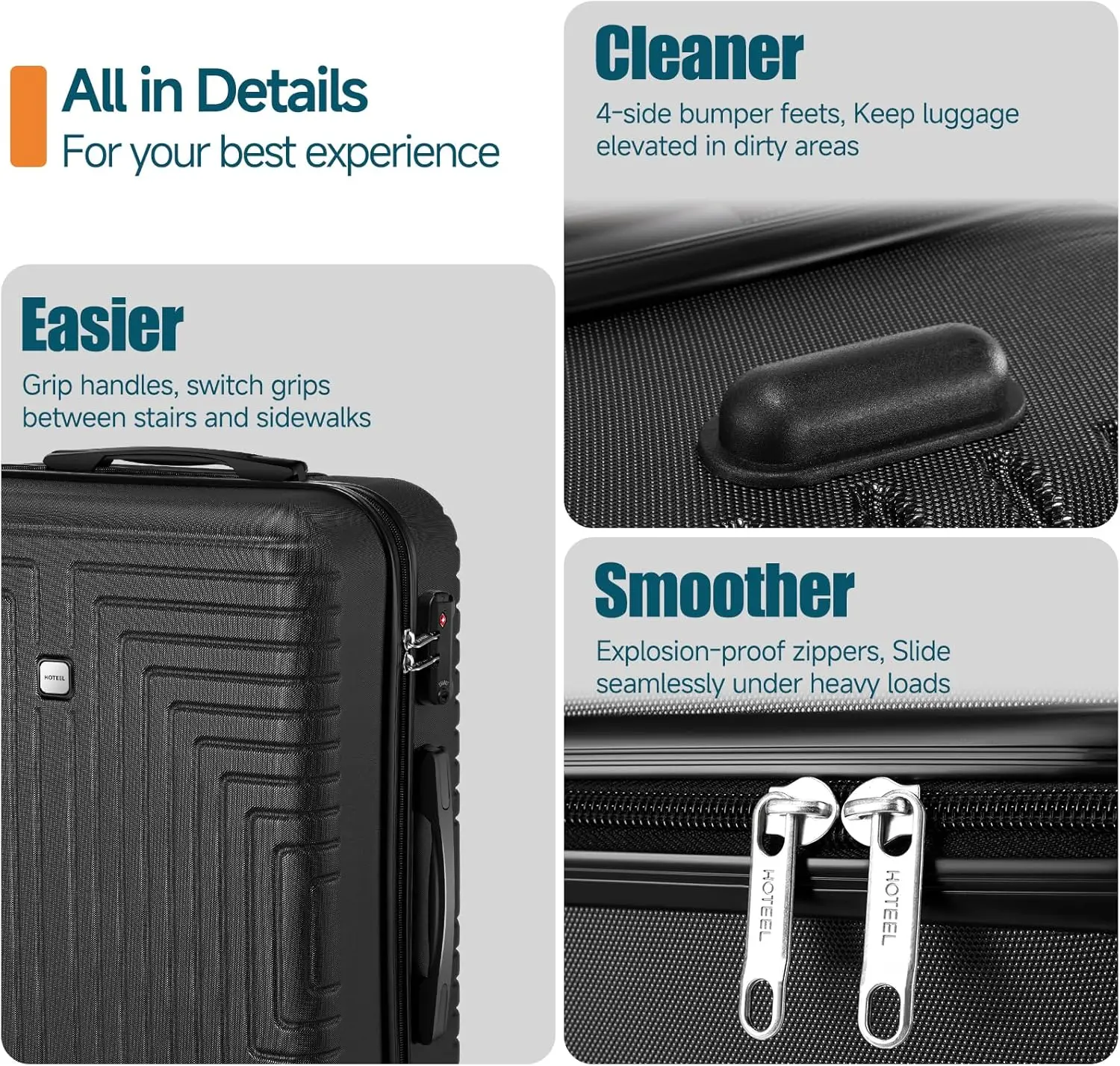 5pcs Luggage Set ABS+PC Suitcases Travel Packing Box With Wheel TSA Aproved Lock And Carry On Bag Wash Bag Travel Suitcase Set 5