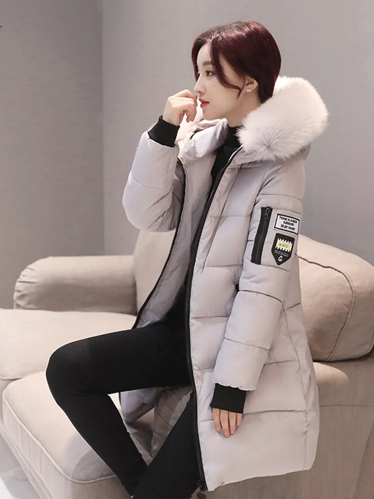Winter Warm Fur Collar Hooded Women Parka Fashion Comfortable Zipper Pockets Design Long Jacket Elegant Slim Thick Female Coats 5