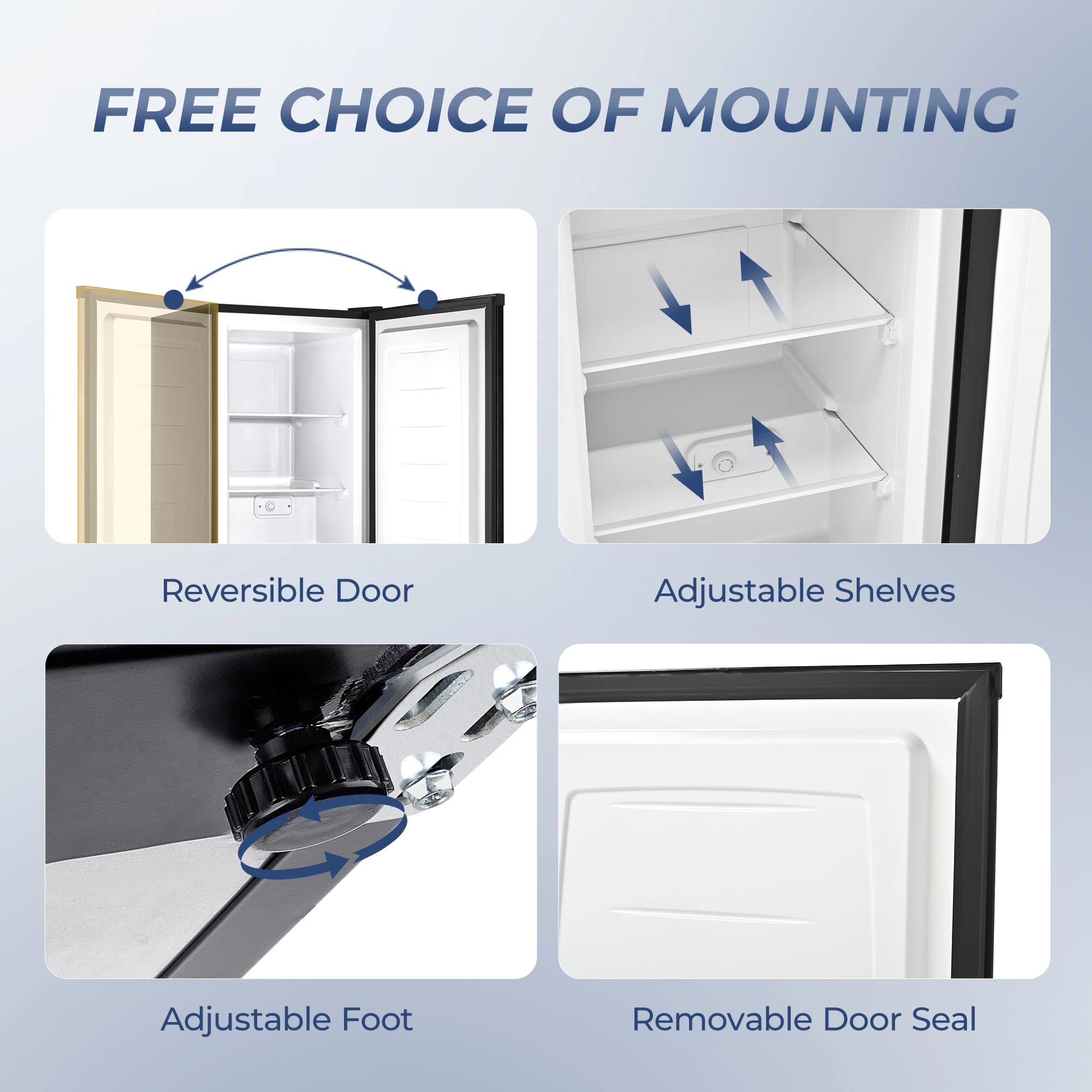 EUHOMY 3.01 Cu.ft Upright Freezer,Single Door Compact Design,Reversible Stainless Steel Door Suitable for Home,Dorm,Apartment