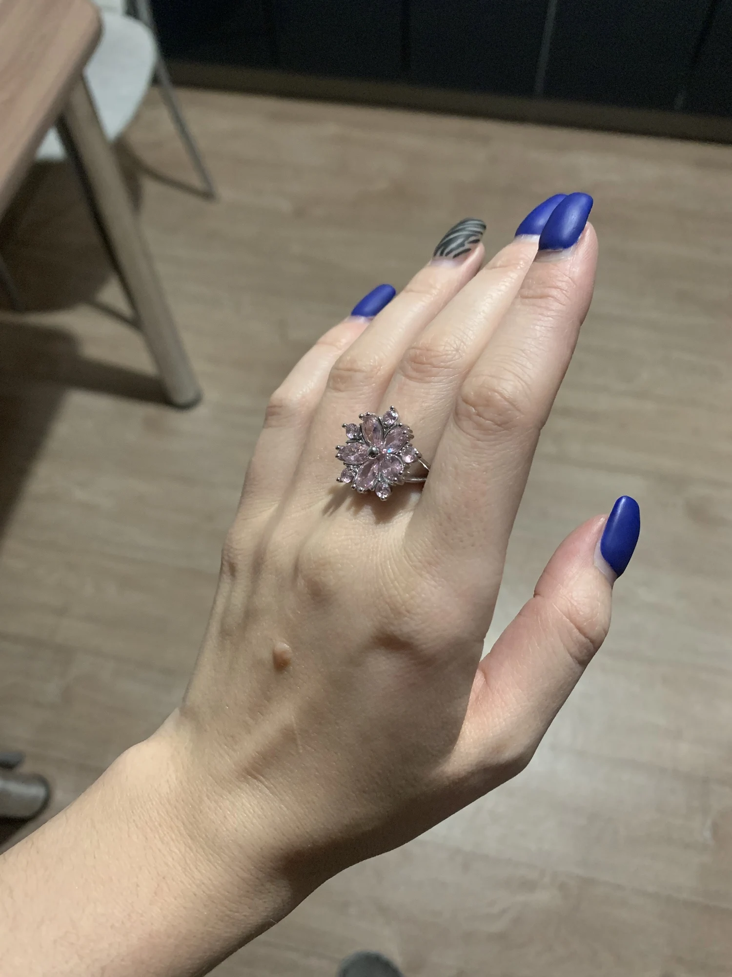Cute Female Pink Crystal Stone Ring Charm upscale Thin Wedding Rings For Women Dainty Bride Flower Zircon Engagement Ring photo review