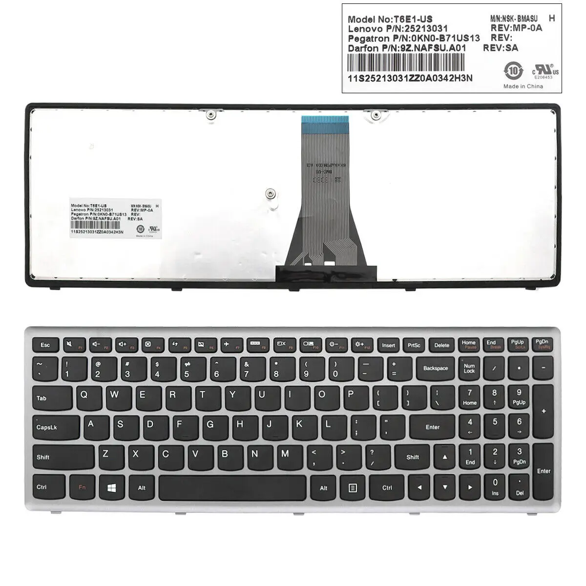 New US Keyboard For Lenovo IdeaPad Flex 15 G500S S500 Gray Frame Black