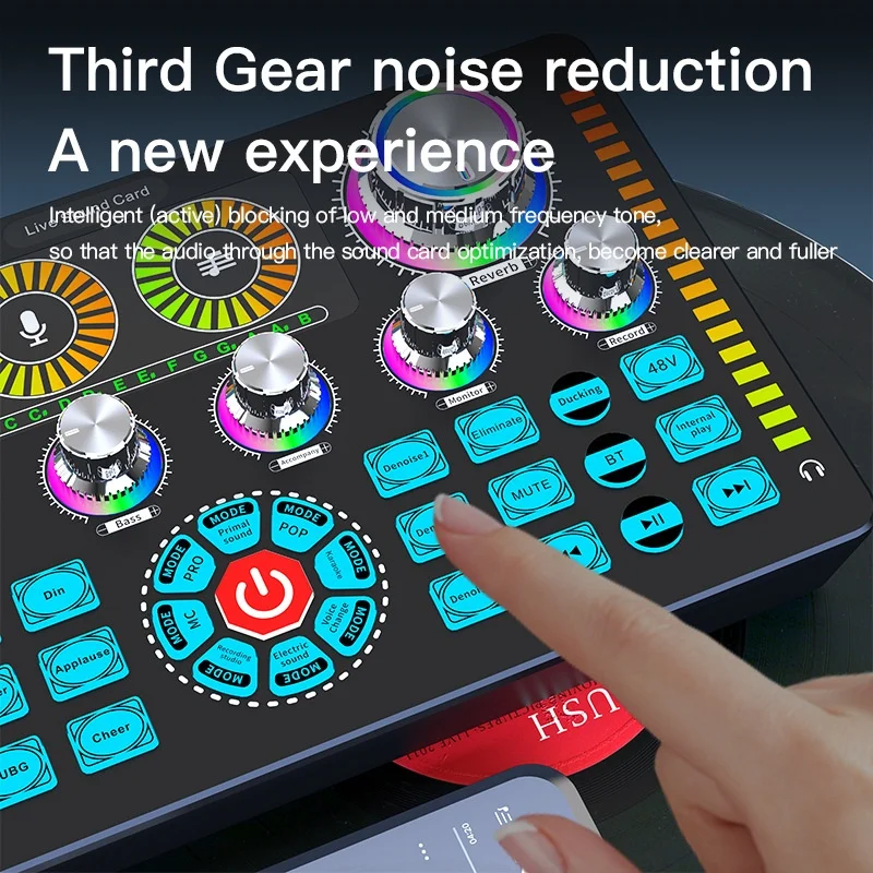 Q7 Sound Card Professional Sound Cards Audio Mixer 48V Phantom for Mobile Phone Computer Karaoke Broadcast KTV Singing Live