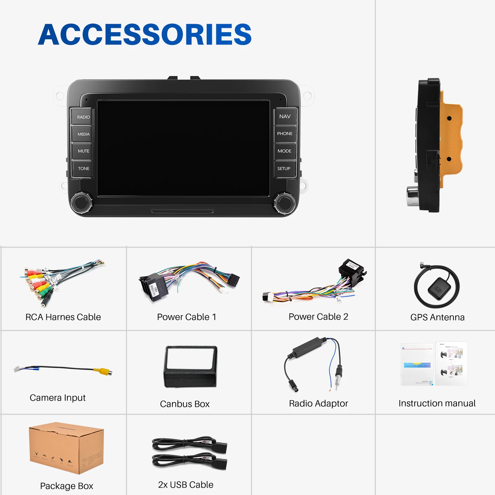 ESSGOO Car Radio 2 din Android Auto Stereo For VW Volkswagen Skoda Seat Golf Passat 7 inch WiFi CarPlay Multimedia Video Player
