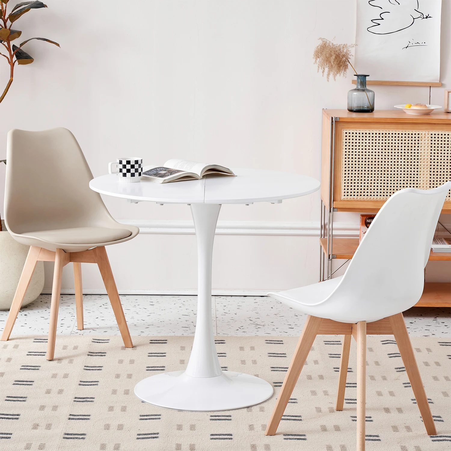 Round Table Fixed Gina Kitchen Dining Room Living Room Nordic Modern Style Furniture Small Balcony Table Black 80CM