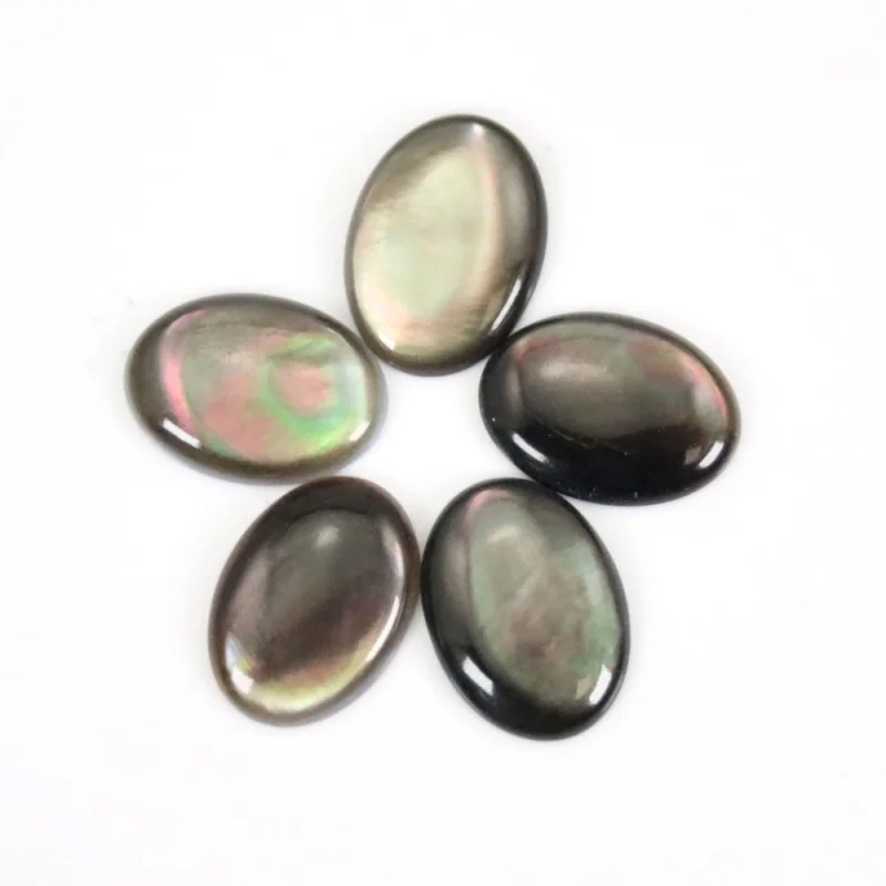 5개 회색 자개 오벌 4x6-13x18mm 카보숑 루스 스톤 주얼리 제작용 반지 펜던트 DIY