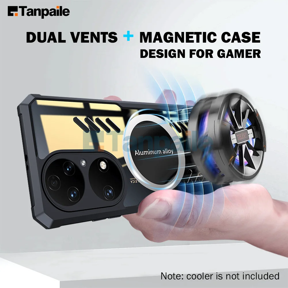 

Tanpaile Cooling Magnetic Case For Huawei P50 Pro 40 Nova 10 9 8 Honor 70 V40 Magic 4 Hard Bumper Heat Dissipation Cover