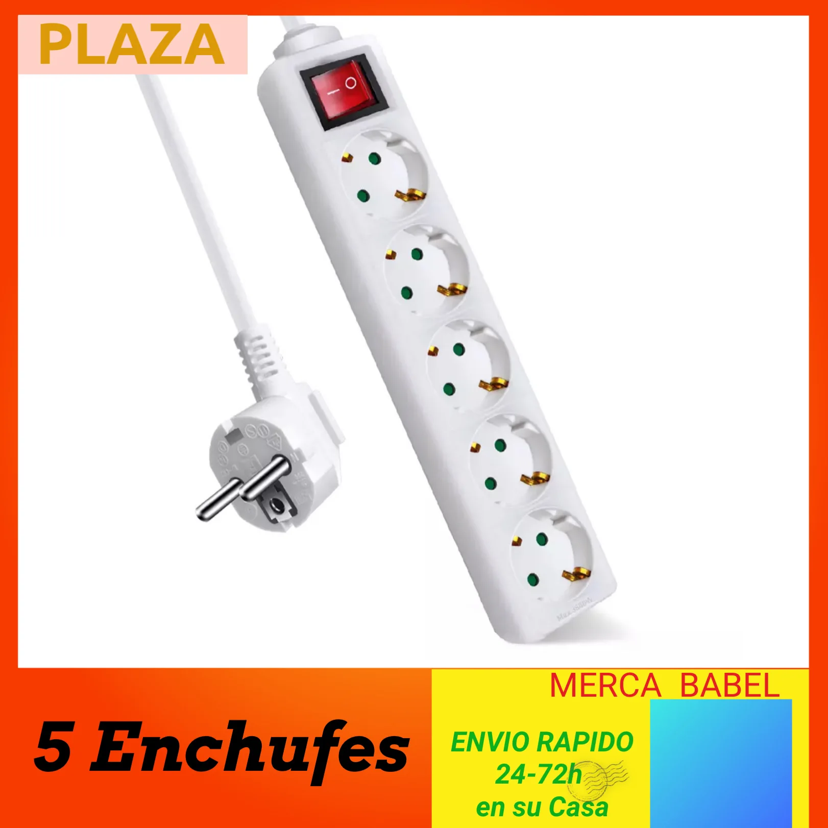 Regleta alargador Electrico de 1.5/3 metros con 2/3/4/5 enchufes e  interruptor negro - AliExpress