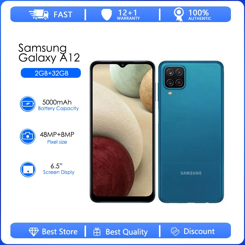 

Samsung Galaxy A12 A125F A125U Refurbished-Original Unlocked Android GPS Fast Charging 15W 13.0MP LCD 6.2'' 3GB RAM 32GB Rom