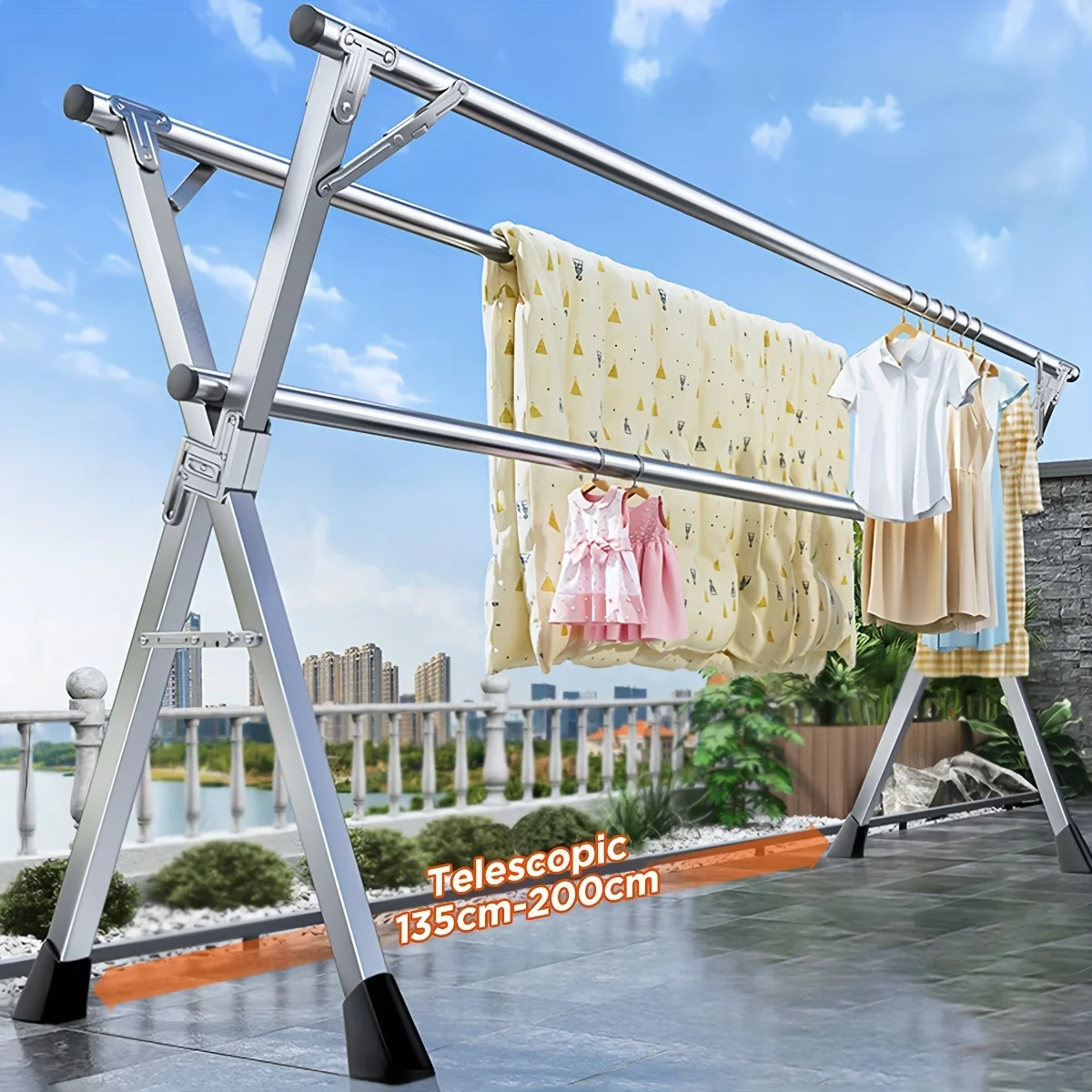 2025 New Layer Clothes Drying Rack with Shoe Storage Shelf–Organizer Shelf,Floor Standing Design for Bedroom,Balcony,or Bathroom 3