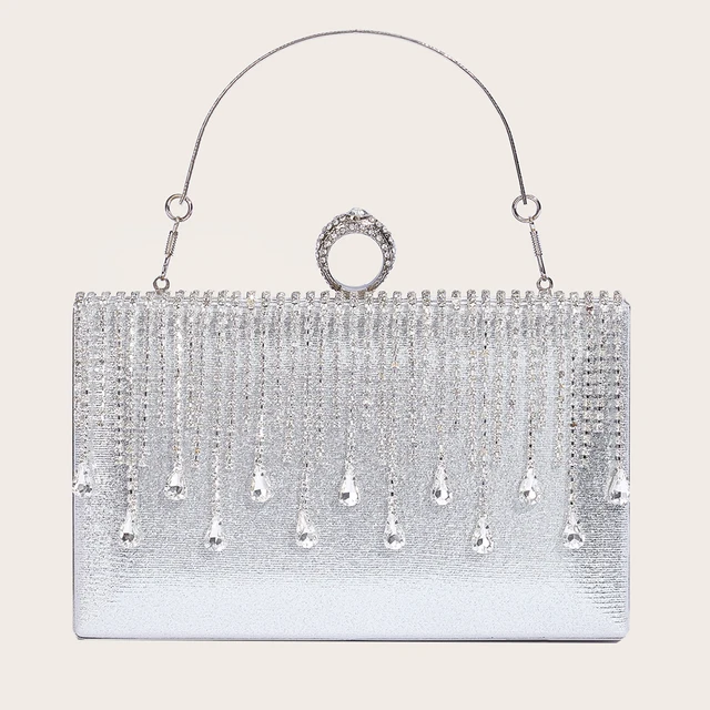 Clutch Bag Elegante Tasche Silber Luxus Damen Abend Tasche Silber