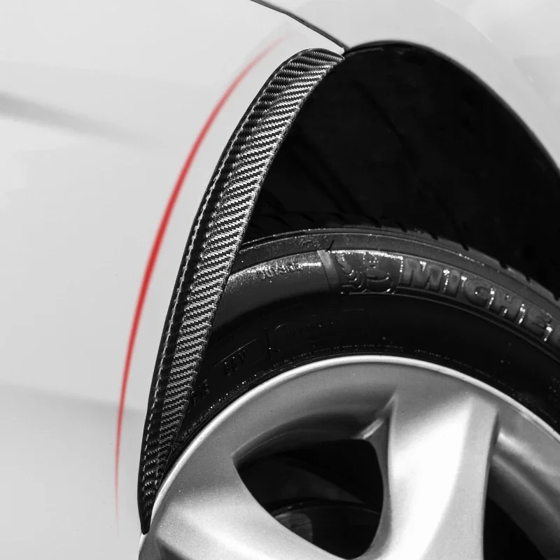 Carbon Fiber Rubber Car Wheel Eyebrow Universal Protector Trim Fender Flare Extension Arches Mud Flap Splash Guards Car Mud Flaps Fender Flares Car Mudguard Car Wheel Fenders