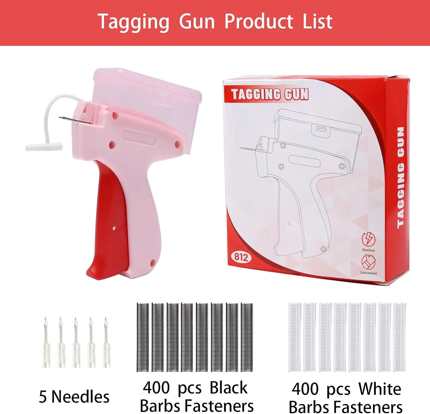 tagging gun, tag gun for Clothes, Quick Clothing Fixer, Mini Quick Sewing Gun with Storage Box, Micro Garment Tag G