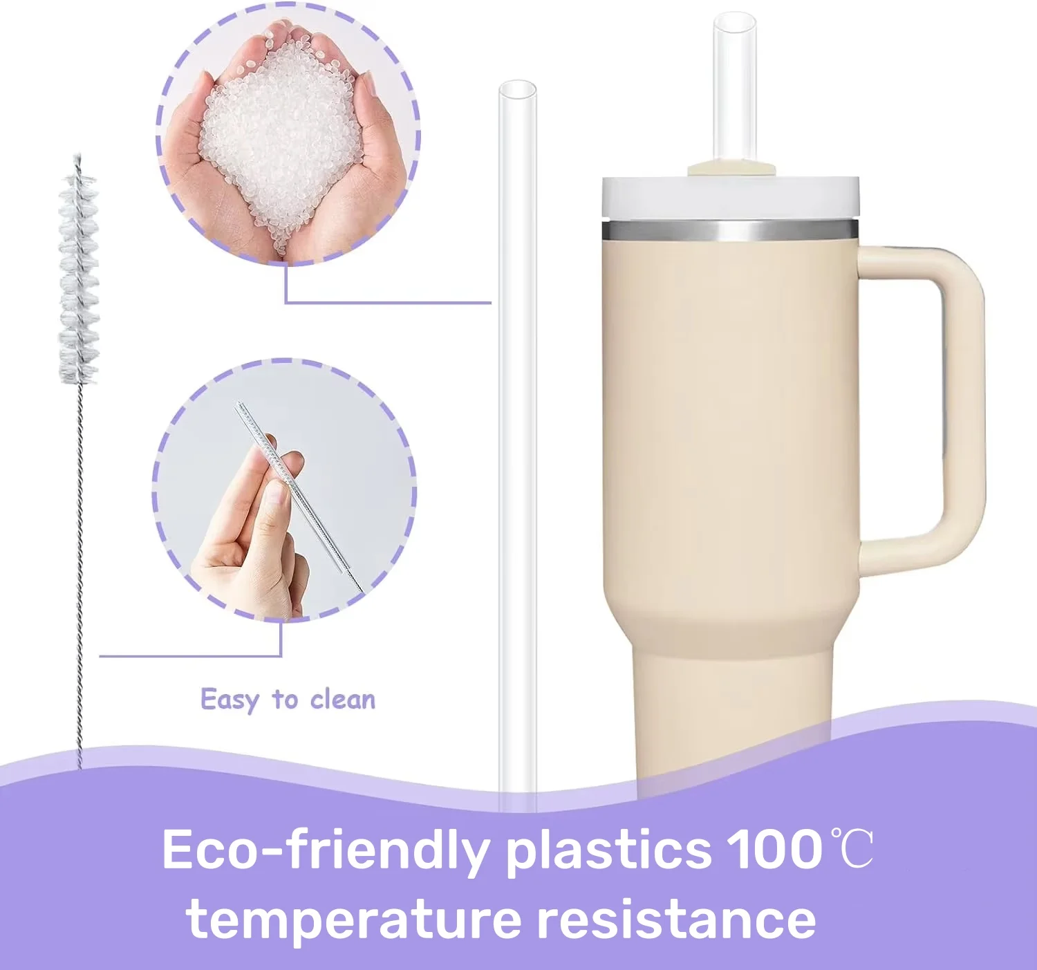 Clear Straws Compatible Stanley Adventure 40z Travel Tumber 6/12Pcs drinking straws