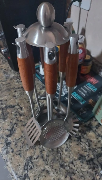 Stainless Chef Set: Premium Wok Spatula Collection with Wood Handles photo review