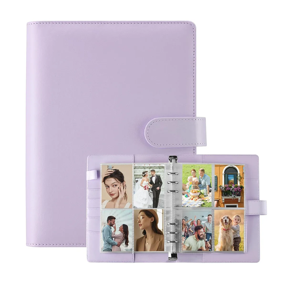 Photocard Binder A5 Kpop 12 Pieces Double-Side 4-Pocket Card Pages 6 Ring Binder Card Collector Album 96 Slots