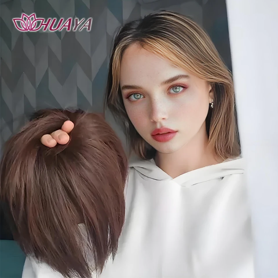 HUAYA Synthetic Messy Straight Bun Fake Hair Donut Scrunchie Chignon Updo Hairpieces Bands Bundle Tail Elastic Hair For Women