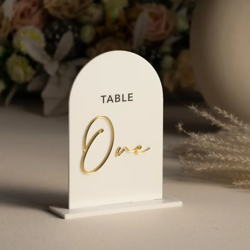 Wedding Table Numbers Black Frosted Acrylic Sign with Gold Numbers