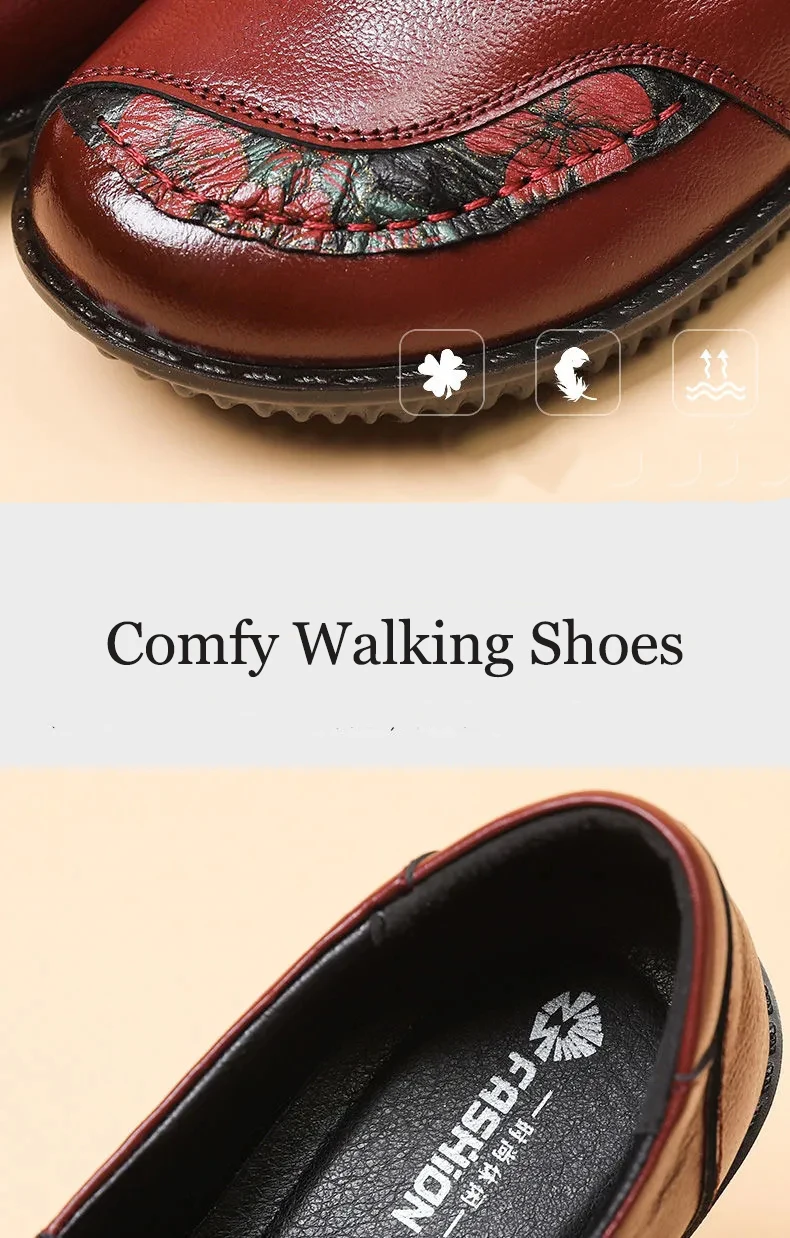 Luxus Bequeme Mama Schuhe frauen Müßiggänger Ballerinas Ältere Frau Echt Leder Mokassins Mom Vintage Schuhe Ohne Absätze – Detail 23