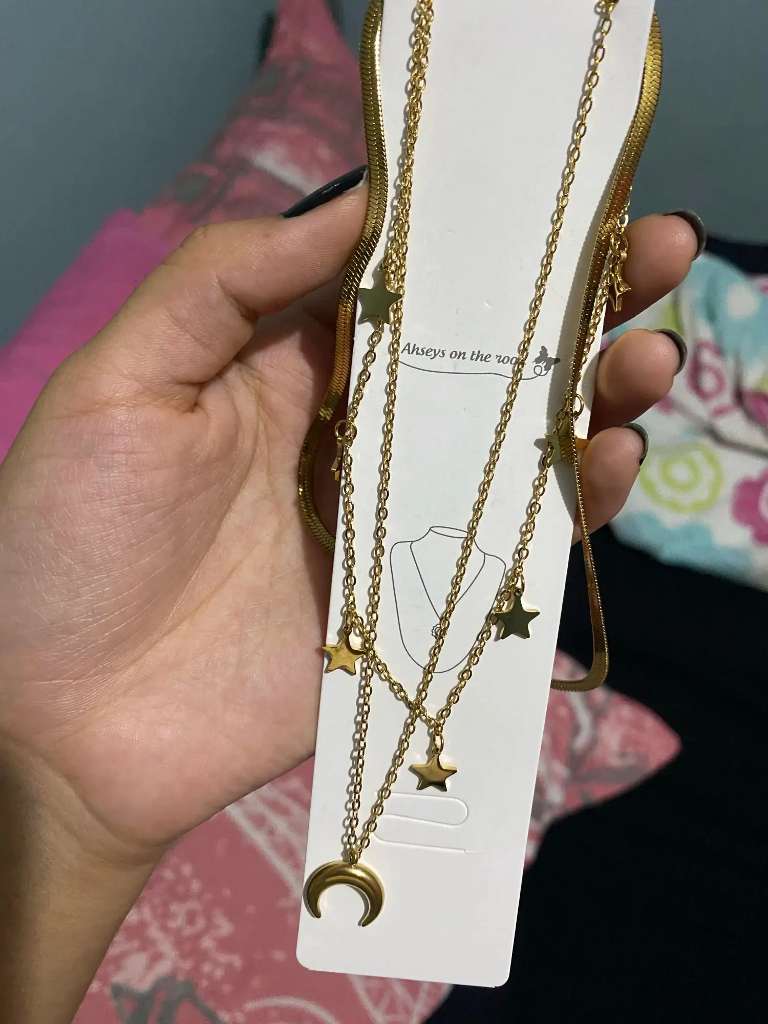 Layered Gold Pendant Necklace | Butterfly, Moon & Blue Eye photo review