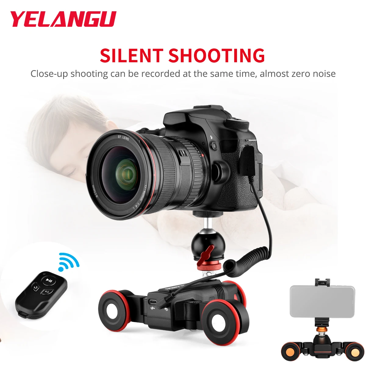 YELANGU L4X Motorized Camera Slider Camera Slider Dolly Car Rail