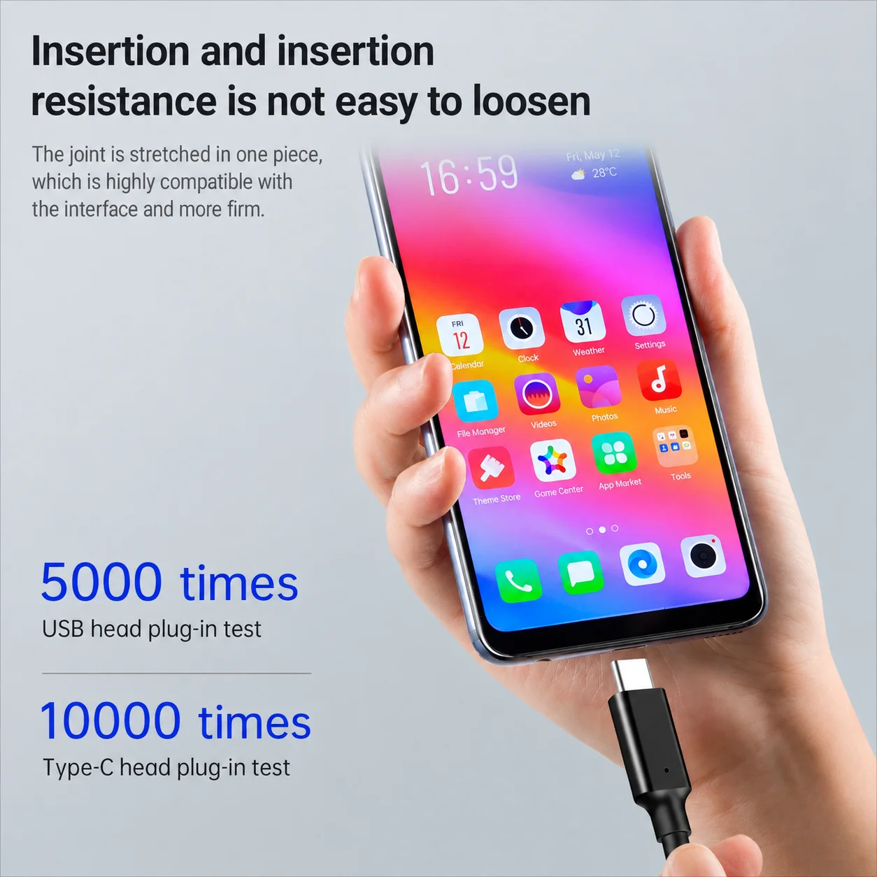 High-Speed USB 3.2 to Type C Cable – 10Gbps Data Transfer & 60W Charging – Durable PVC Cord, Black