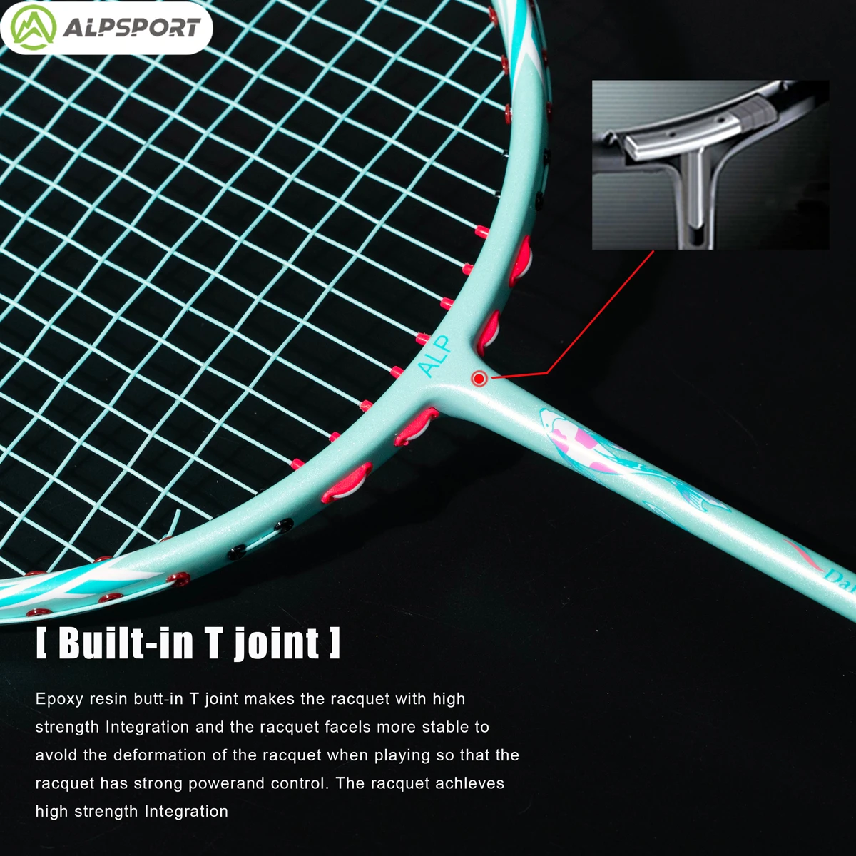 中級および上級者向けの完全なカーボンバドミントンラケット、alp dj