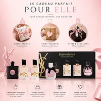 Yves Saint Laurent YSL Coffret Parfum Femme – Lot de 4 Miniatures Voyage (Mini Splash) – Cadeau Luxe Parfums Iconiques YSL 4